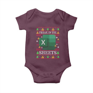 Funny Christmas Freak In The Sheets Baby Onesie Excel Spreadsheets Office Ugly Christmas Accountant Gift TS10 Maroon Print Your Wear