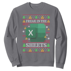 Funny Christmas Freak In The Sheets Sweatshirt Excel Spreadsheets Office Ugly Christmas Accountant Gift TS10 Charcoal Print Your Wear