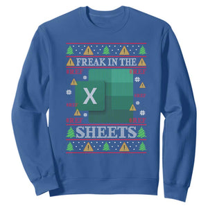 Funny Christmas Freak In The Sheets Sweatshirt Excel Spreadsheets Office Ugly Christmas Accountant Gift TS10 Royal Blue Print Your Wear
