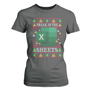 Funny Christmas Freak In The Sheets T Shirt For Women Excel Spreadsheets Office Ugly Christmas Accountant Gift TS10 Dark Heather Print Your Wear