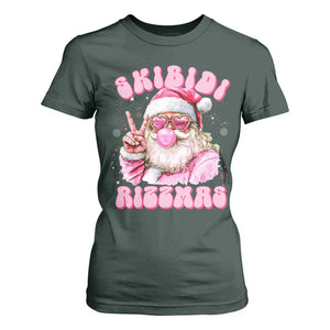 Skibidi Rizzmas Christmas T Shirt For Women Rizz Santa Pink Bubble Gum Funny Xmas Girl Kids Gen Alpha TS10 Dark Forest Green Print Your Wear