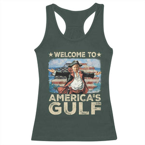 America's Gulf Mexico Racerback Tank Top Presdent Trump Pirate TS10 Dark Forest Green Print Your Wear