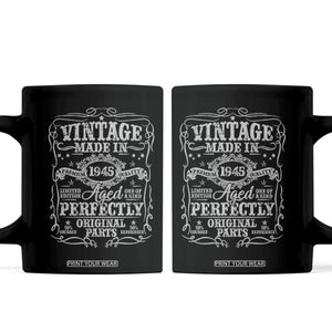80th Birthday Gift Coffee Mug Vintage Born 1945 Turning 80 Year Old TS10 Black Print Your Wear