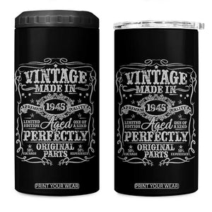 80th Birthday Gift 4 in 1 Can Cooler Tumbler Vintage Born 1945 Turning 80 Year Old TS10 One Size: 16 oz Black Print Your Wear