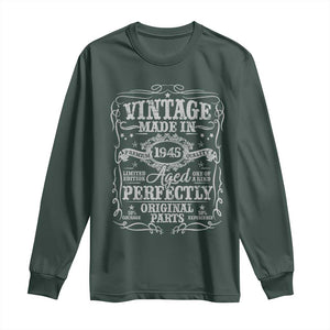 80th Birthday Gift Long Sleeve Shirt Vintage Born 1945 Turning 80 Year Old TS10 Dark Forest Green Print Your Wear