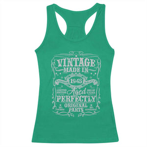 80th Birthday Gift Racerback Tank Top Vintage Born 1945 Turning 80 Year Old TS10 Irish Green Print Your Wear