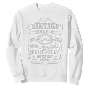 80th Birthday Gift Sweatshirt Vintage Born 1945 Turning 80 Year Old TS10 White Print Your Wear