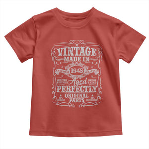 80th Birthday Gift Toddler T Shirt Vintage Born 1945 Turning 80 Year Old TS10 Red Print Your Wear