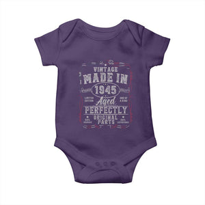 Vintage 1945 Baby Onesie Aged Perfectly 80th Birthday Gift American Flag TS10 Purple Print Your Wear