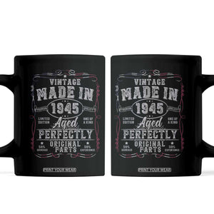 Vintage 1945 Coffee Mug Aged Perfectly 80th Birthday Gift American Flag TS10 Black Print Your Wear