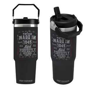 Vintage 1945 Flip Straw Tumbler Aged Perfectly 80th Birthday Gift American Flag TS10 One Size: 30 oz Black Print Your Wear