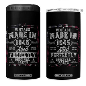 Vintage 1945 4 in 1 Can Cooler Tumbler Aged Perfectly 80th Birthday Gift American Flag TS10 One Size: 16 oz Black Print Your Wear