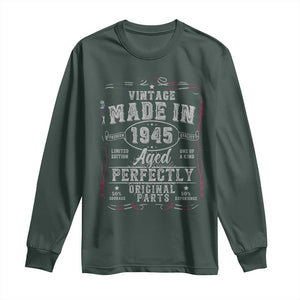 Vintage 1945 Long Sleeve Shirt Aged Perfectly 80th Birthday Gift American Flag TS10 Dark Forest Green Print Your Wear