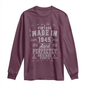 Vintage 1945 Long Sleeve Shirt Aged Perfectly 80th Birthday Gift American Flag TS10 Maroon Print Your Wear