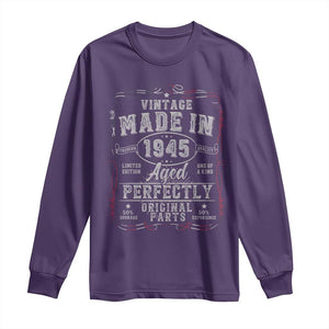 Vintage 1945 Long Sleeve Shirt Aged Perfectly 80th Birthday Gift American Flag TS10 Purple Print Your Wear