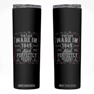 Vintage 1945 Skinny Tumbler Aged Perfectly 80th Birthday Gift American Flag TS10 Black Print Your Wear