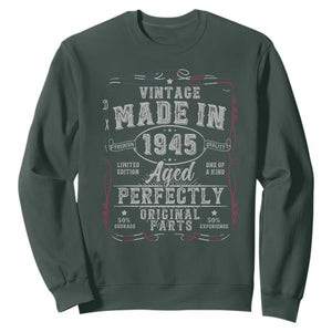 Vintage 1945 Sweatshirt Aged Perfectly 80th Birthday Gift American Flag TS10 Dark Forest Green Print Your Wear