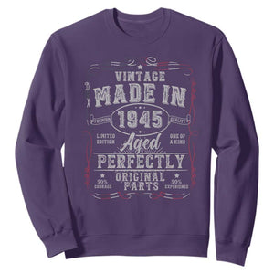 Vintage 1945 Sweatshirt Aged Perfectly 80th Birthday Gift American Flag TS10 Purple Print Your Wear