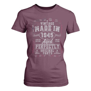 Vintage 1945 T Shirt For Women Aged Perfectly 80th Birthday Gift American Flag TS10 Maroon Print Your Wear