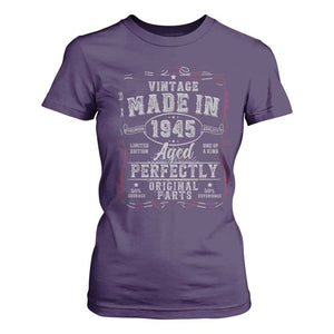 Vintage 1945 T Shirt For Women Aged Perfectly 80th Birthday Gift American Flag TS10 Purple Print Your Wear