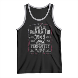 Vintage 1945 Tank Top Aged Perfectly 80th Birthday Gift American Flag TS10 Black Athletic Heather Print Your Wear