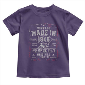 Vintage 1945 Toddler T Shirt Aged Perfectly 80th Birthday Gift American Flag TS10 Purple Print Your Wear