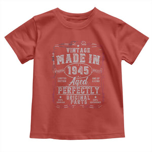 Vintage 1945 Toddler T Shirt Aged Perfectly 80th Birthday Gift American Flag TS10 Red Print Your Wear