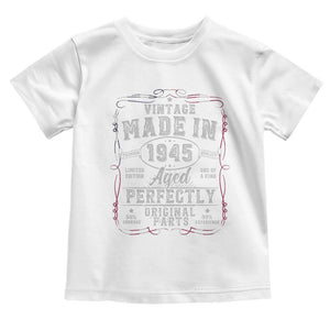 Vintage 1945 Toddler T Shirt Aged Perfectly 80th Birthday Gift American Flag TS10 White Print Your Wear