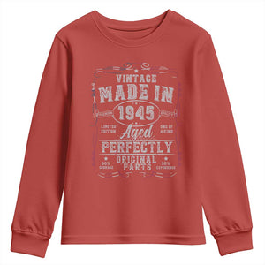 Vintage 1945 Youth Sweatshirt Aged Perfectly 80th Birthday Gift American Flag TS10 Red Print Your Wear