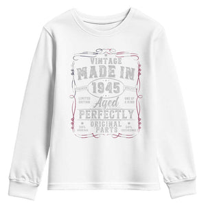 Vintage 1945 Youth Sweatshirt Aged Perfectly 80th Birthday Gift American Flag TS10 White Print Your Wear