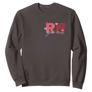 Personalized Registered Nurse Sweatshirt Custom Name Cute Nurse Gift Valentines Day Heart TS10 Dark Chocolate Print Your Wear