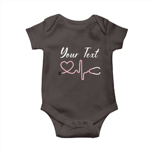 Personalized Nurse Baby Onesie Custom Name Nurse Gift Heartbeat Valentines Day Heart TS10 Dark Chocolate Print Your Wear