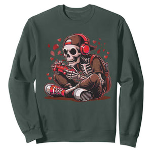 Valentine Skeleton Gamer Sweatshirt Video Gaming Kids Boys TS10 Dark Forest Green Print Your Wear
