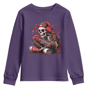 Valentine Skeleton Gamer Youth Sweatshirt Video Gaming Kids Boys TS10 Purple Print Your Wear