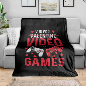Funny Valentines Gamer Throw Blanket V is for Video Games TS10 Print Your Wear