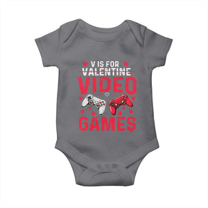 Funny Valentines Gamer Baby Onesie V is for Video Games TS10 Charcoal Print Your Wear