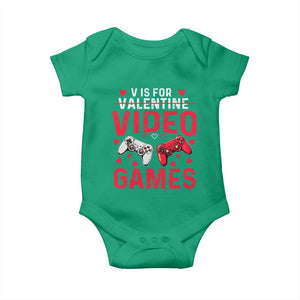 Funny Valentines Gamer Baby Onesie V is for Video Games TS10 Irish Green Print Your Wear