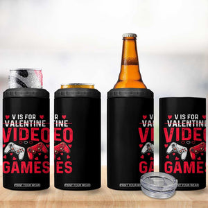 Funny Valentines Gamer 4 in 1 Can Cooler Tumbler V is for Video Games TS10 Print Your Wear
