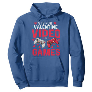 Funny Valentines Gamer Hoodie V is for Video Games TS10 Royal Blue Print Your Wear
