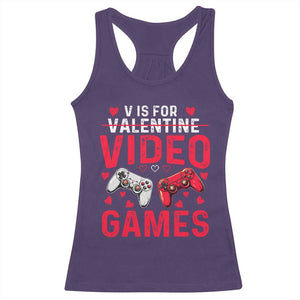 Funny Valentines Gamer Racerback Tank Top V is for Video Games TS10 Purple Print Your Wear