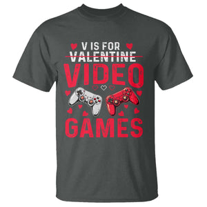Funny Valentines Gamer T Shirt V is for Video Games TS10 Dark Heather Print Your Wear