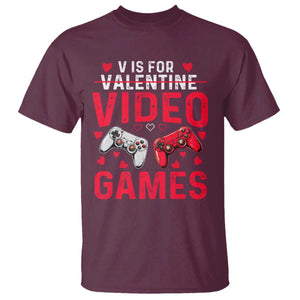 Funny Valentines Gamer T Shirt V is for Video Games TS10 Maroon Print Your Wear