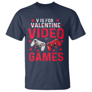 Funny Valentines Gamer T Shirt V is for Video Games TS10 Navy Print Your Wear