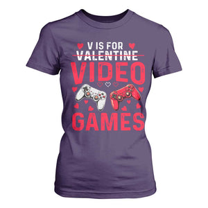 Funny Valentines Gamer T Shirt For Women V is for Video Games TS10 Purple Print Your Wear