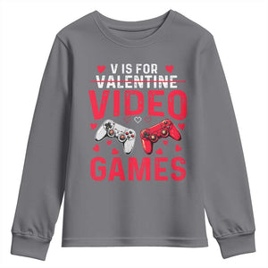 Funny Valentines Gamer Youth Sweatshirt V is for Video Games TS10 Charcoal Print Your Wear