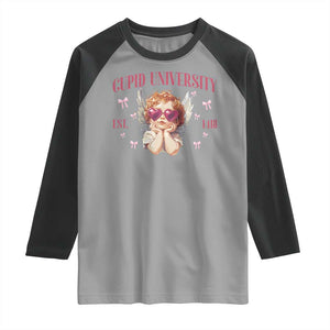 Cupid University Raglan Shirt Cute Valentines Day Funny College TS10 Sport Gray Black Print Your Wear