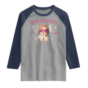 Cupid University Raglan Shirt Cute Valentines Day Funny College TS10 Sport Gray Navy Print Your Wear