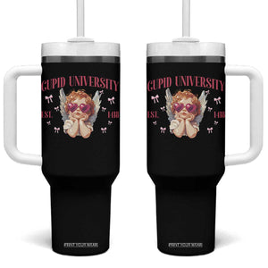 Cupid University Tumbler With Handle Cute Valentines Day Funny College TS10 One Size: 40 oz Black Print Your Wear