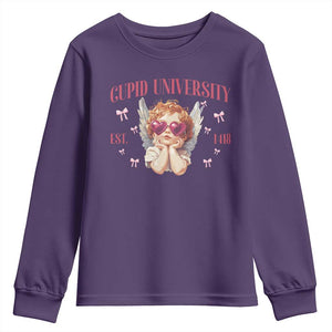 Cupid University Youth Sweatshirt Cute Valentines Day Funny College TS10 Purple Print Your Wear
