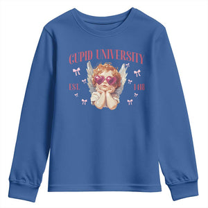 Cupid University Youth Sweatshirt Cute Valentines Day Funny College TS10 Royal Blue Print Your Wear